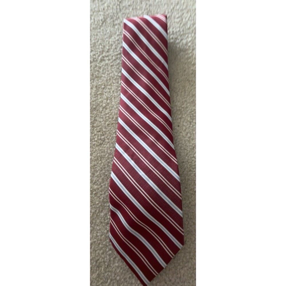 Lord R Colton Royal Label Men's Silk Tie Red Blue White Stripe Necktie